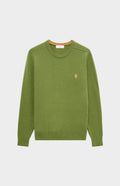Pringle Round Neck Lion Lambswool Jumper In Mineral Green & Mustard