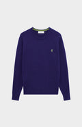 Pringle Round Neck Lion Lambswool Jumper In Royal Blue & Mineral Green