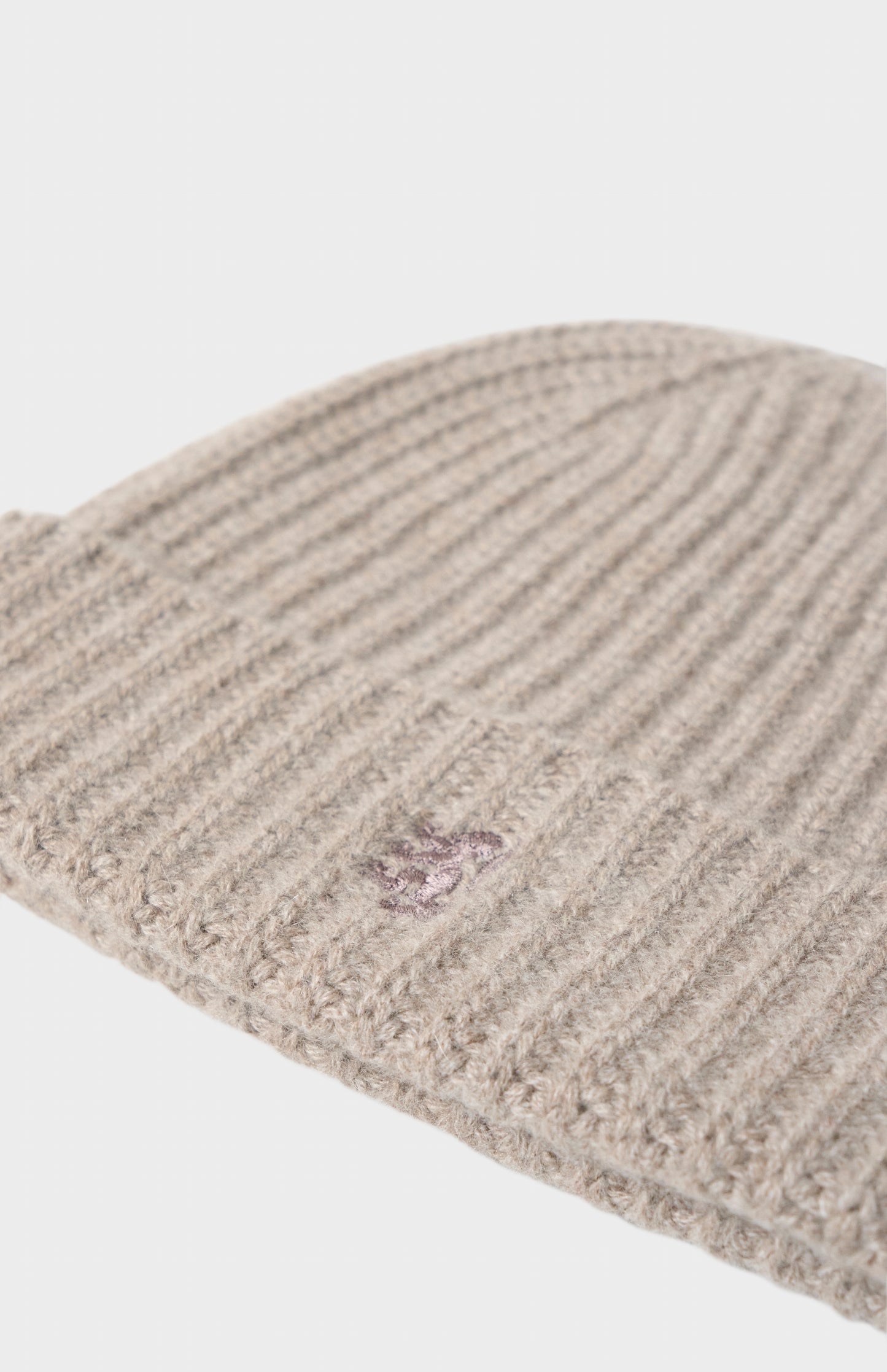 Ribbed Chunky Cashmere Beanie In Mushroom