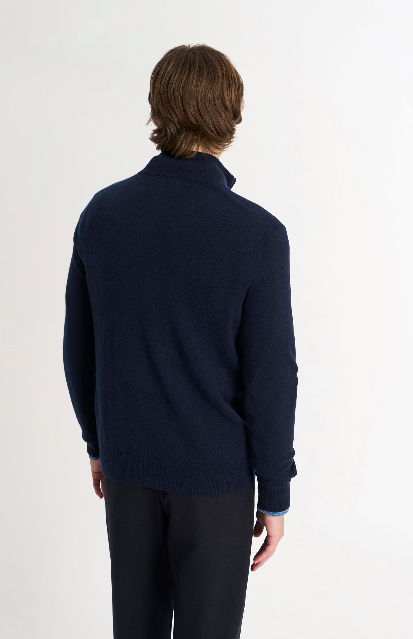 Men's Classic Qtr Zip Cashmere Jumper In Navy Blue
