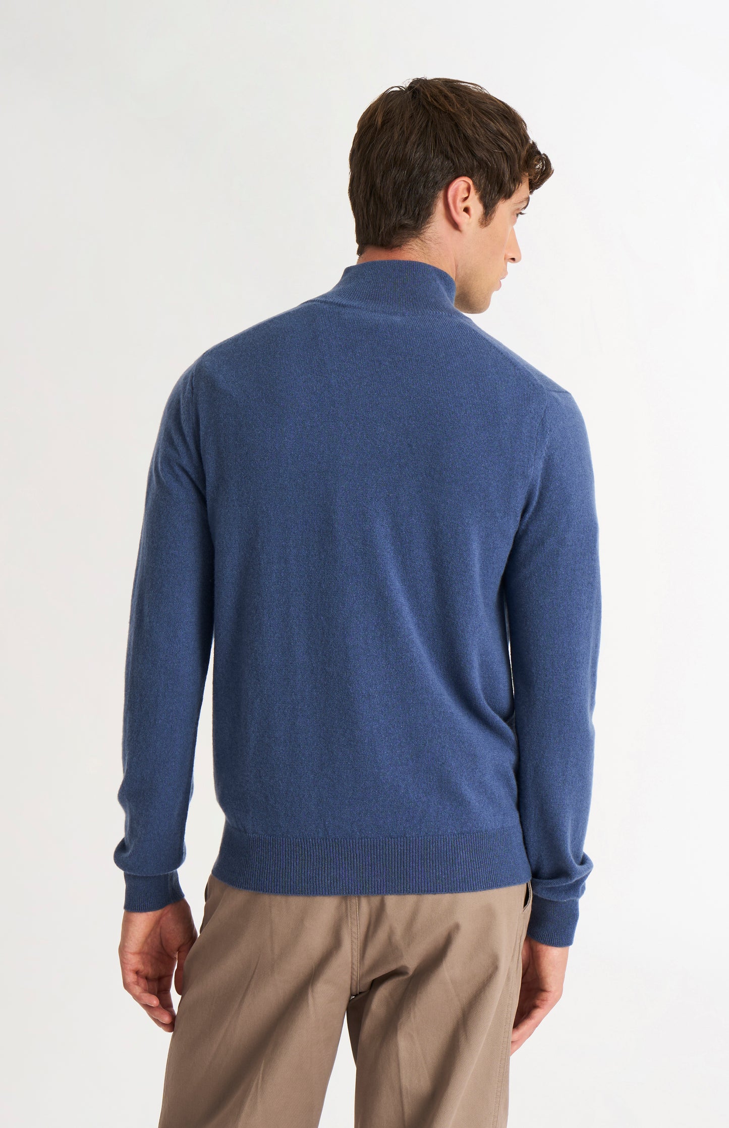 Men's Classic Qtr Zip Cashmere Jumper In Bering Sea Blue