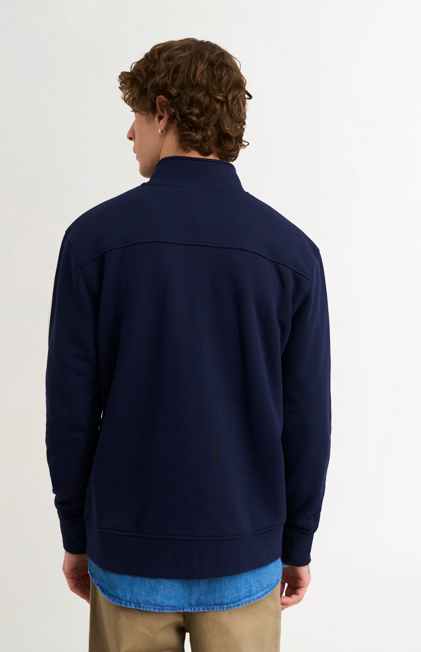 Men's Qtr Zip Track Jumper In Navy Blue
