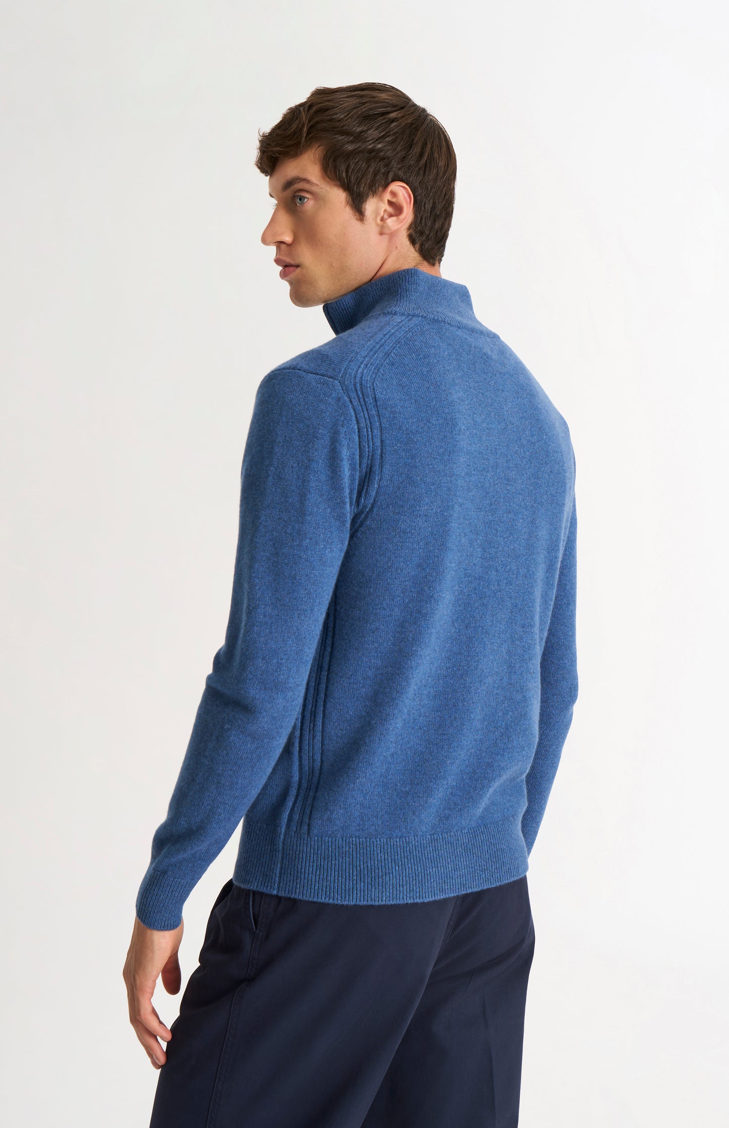 Men's Classic Qtr Zip Supersoft Lambswool Jumper In Bering Sea Blue