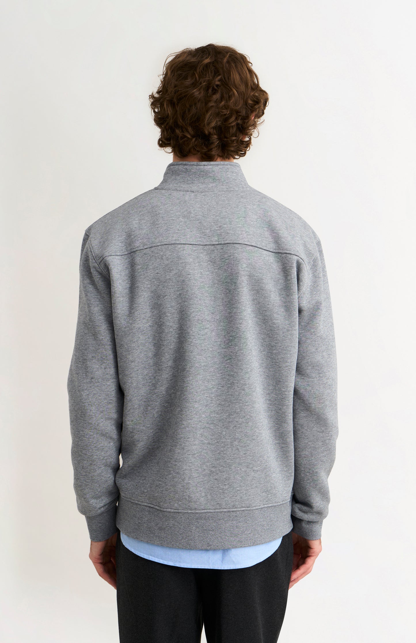 Men's Qtr Zip Track Jumper In Grey Melange