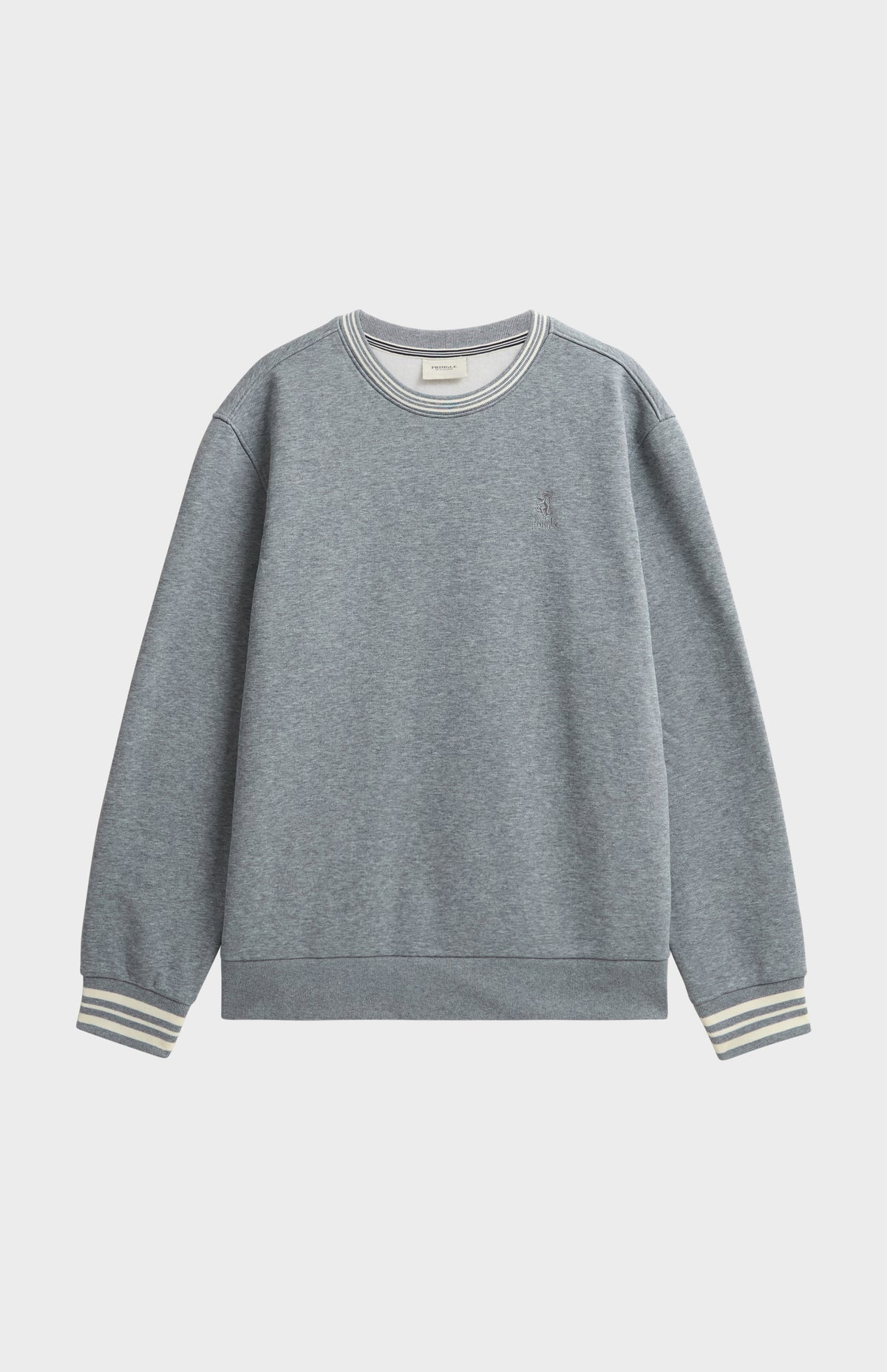 Mens Cotton Crew Neck Sweat in Grey Melange