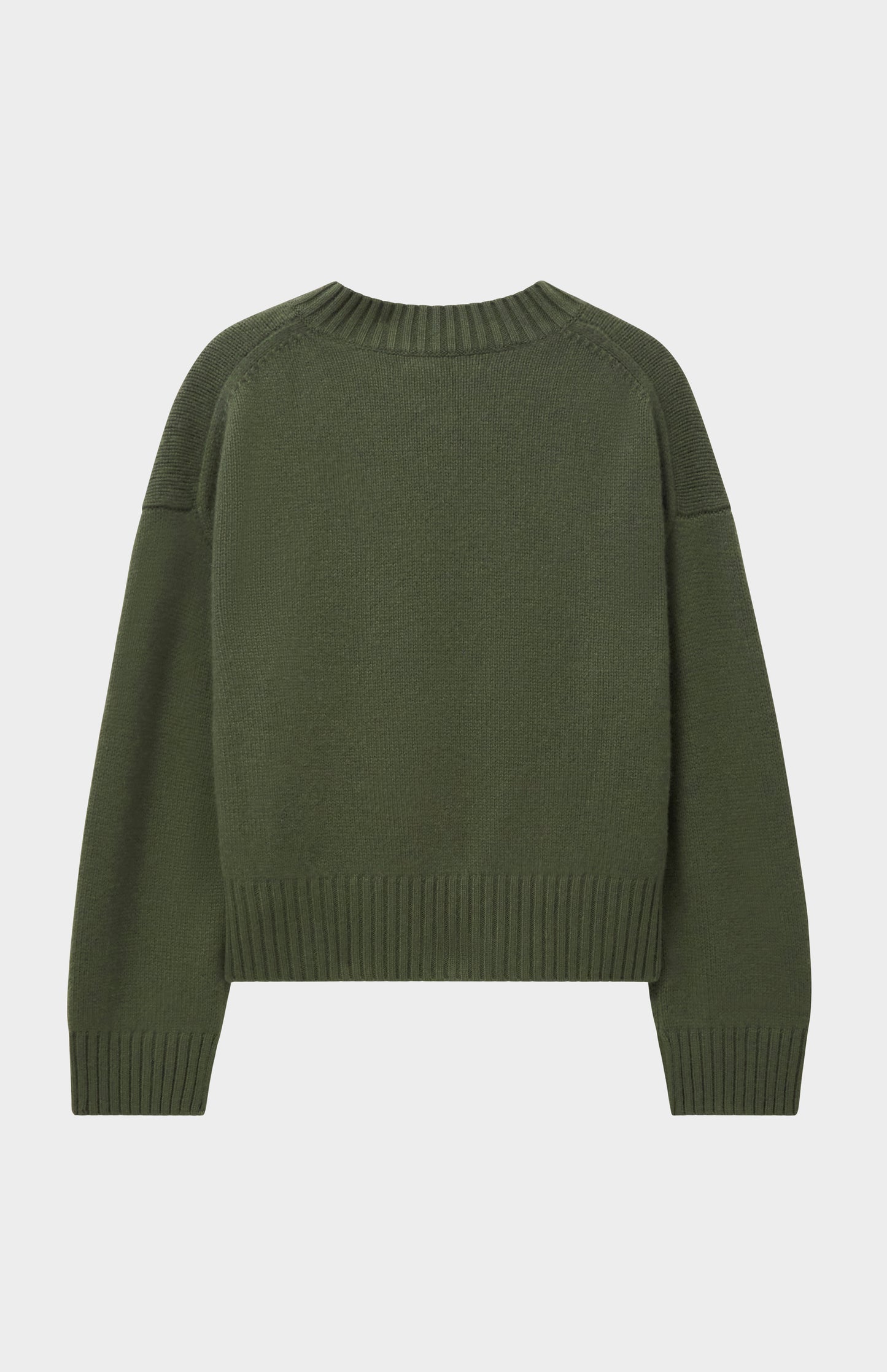 Womens V Neck Chunky Cashmere Jumper In Evergreen
