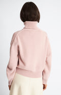 Pringle of Scotland Roll Neck Guernsey Cashmere Jumper In Dusty Pink rear view