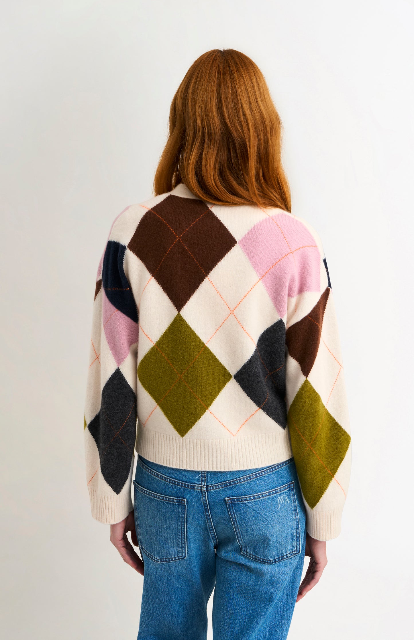 Women's Supersoft Lambswool Argyle Cardigan In Ecru / Multi