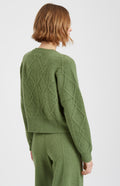 Pringle of Scotland Multi Texture Cashmere blend cardigan in Wood Sage rear view