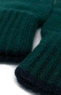 Cashmere Contrast Cuff Gloves In Evergreen showing cuff detail - Pringle of Scotland
