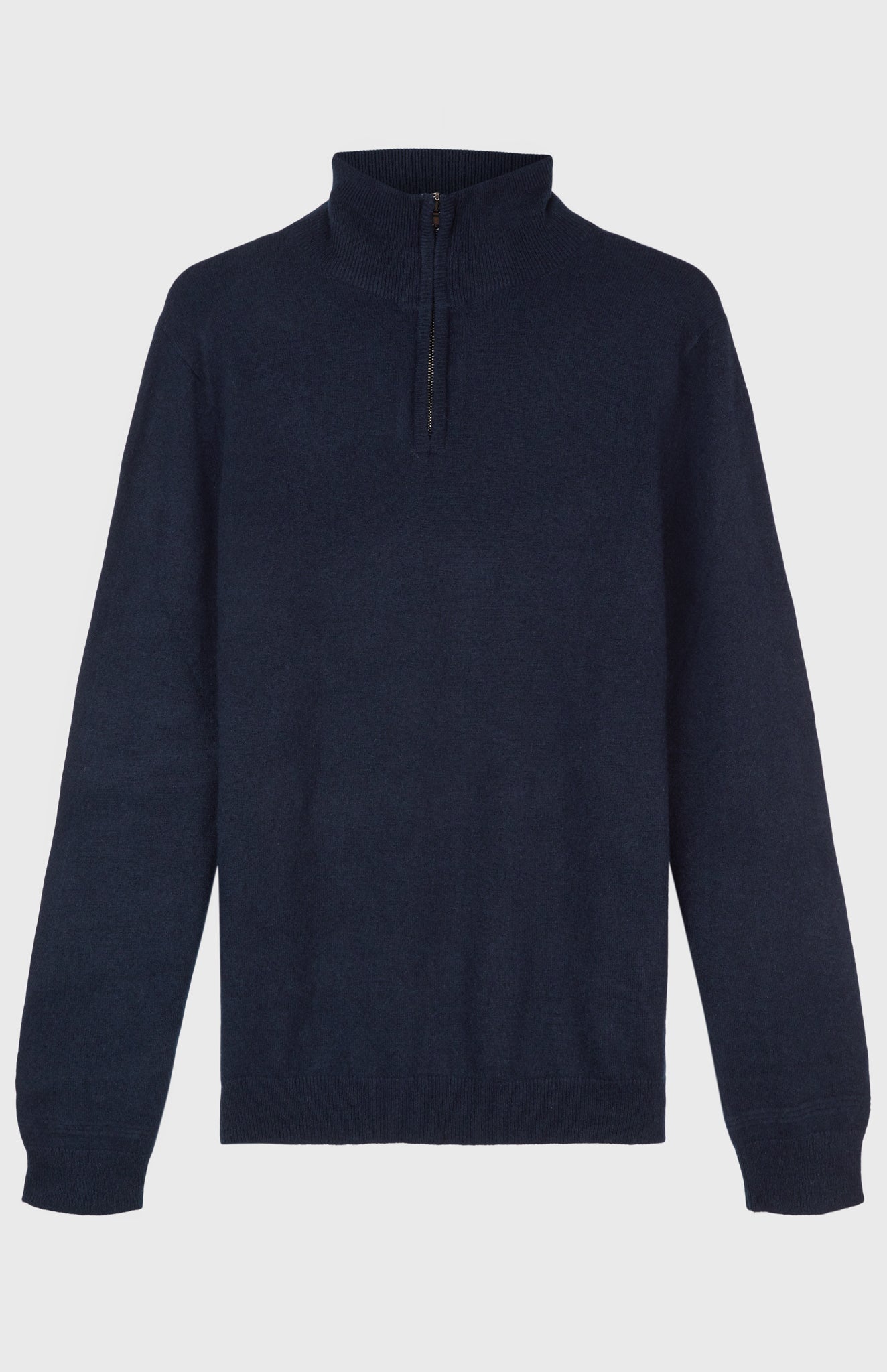 Zip Neck Cashmere Jumper In Ink