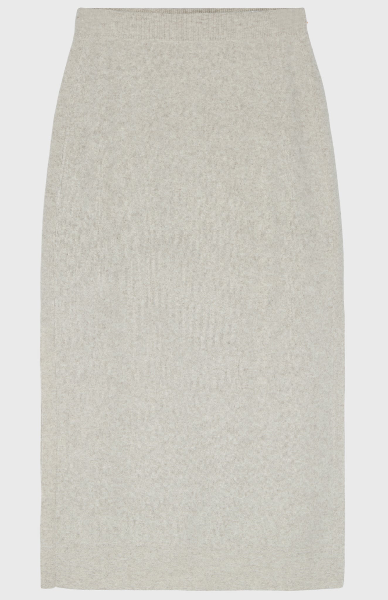 Long Wool Cashmere Skirt In Oatmeal flat shot - Prngle of Scotland