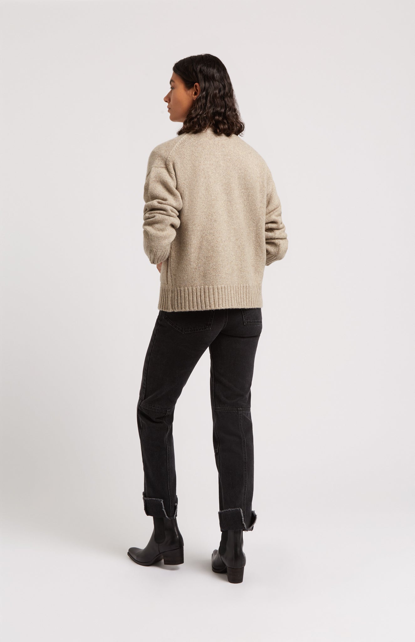 Pringle of Scotland | Cosy Cashmere Cardigan In Taupe Model Back