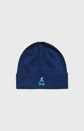 Pringle of Scotland Geometric George Embroidered Cashmere Blend Beanie In Navy flat shot
