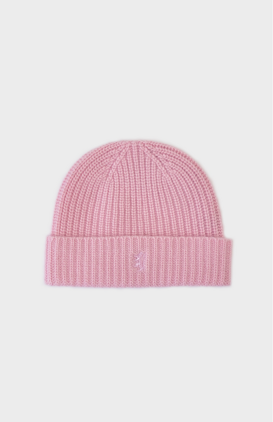 Pringle of Scotland Ribbed Chunky Cashmere Beanie in Pink