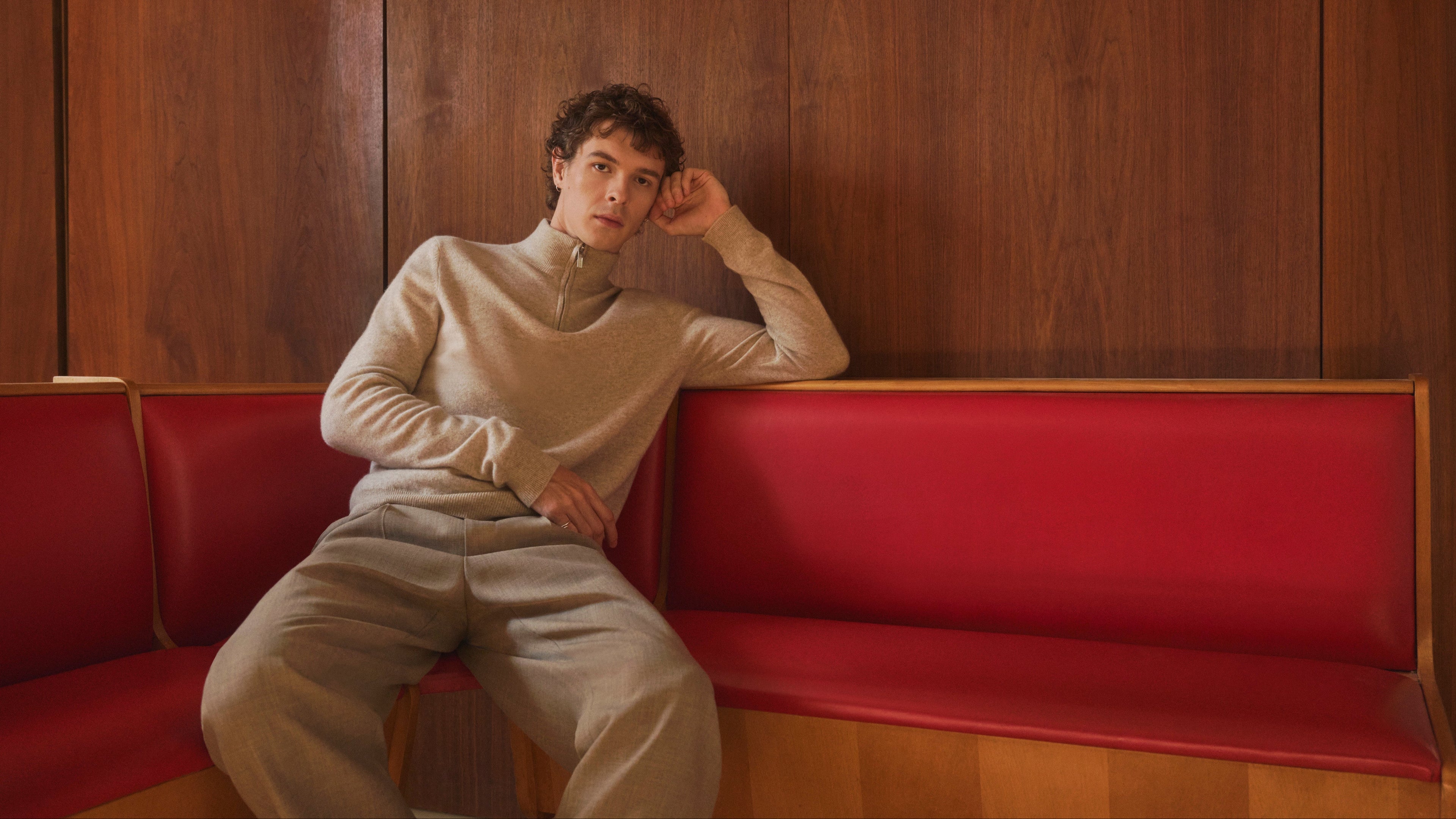 Pringle of Scotland Creative content shoot featuring Classic Cashmere QTR Zip on Model