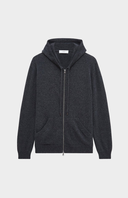 Men's Knitted Lounge Hoodie In Charcoal