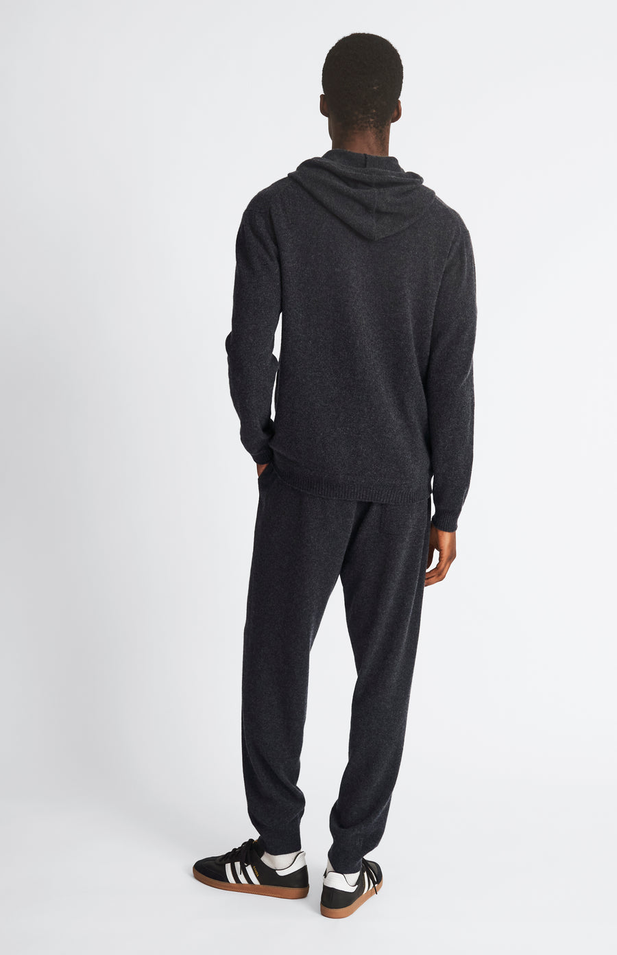 Men's Knitted Lounge Hoodie In Charcoal