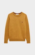 Pringle Round Neck Lion Lambswool Jumper In Mustard Sand & Red Rust