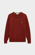 Pringle Round Neck Lion Lambswool Jumper In Red Rust & Mineral Green