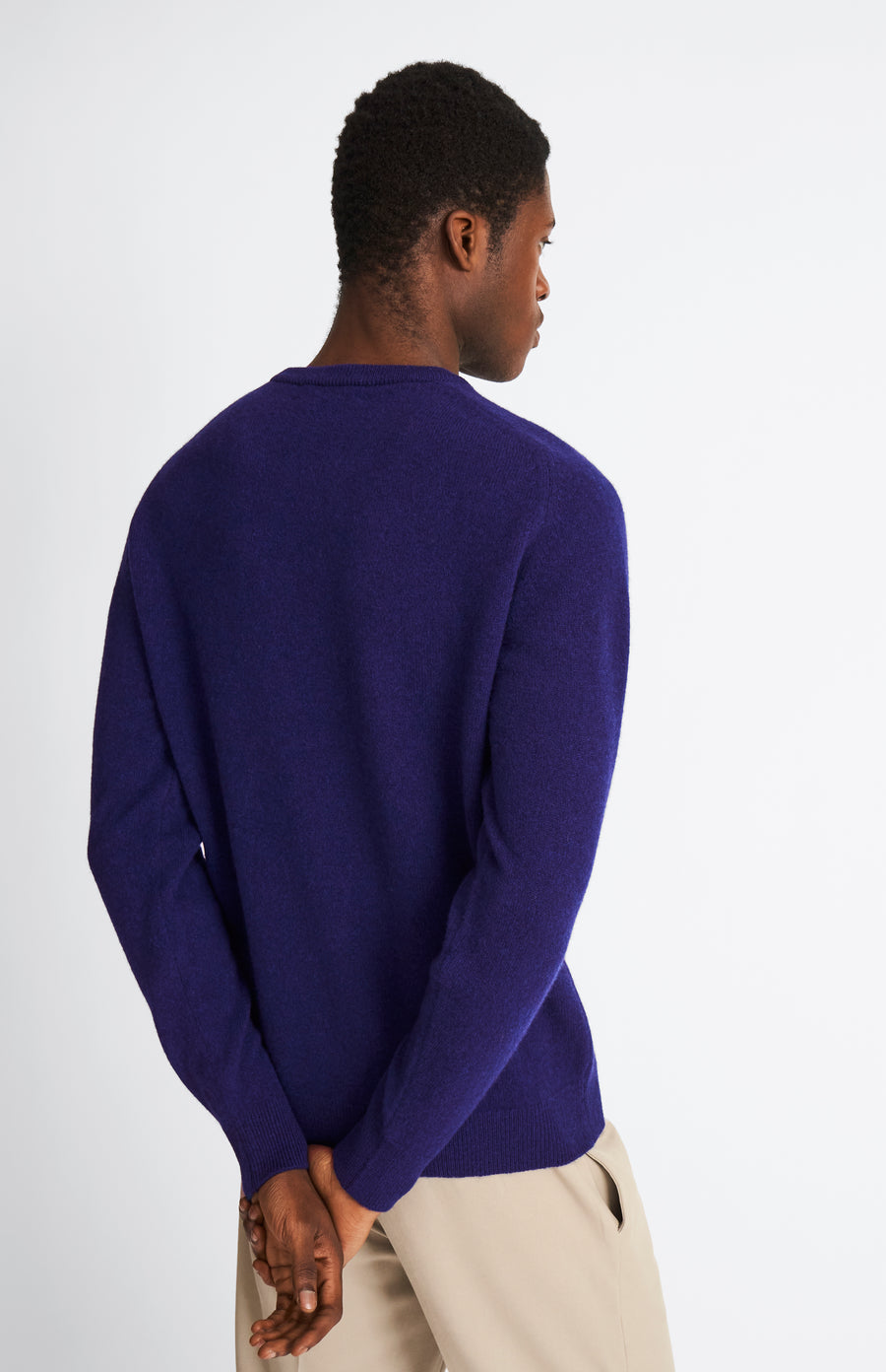 Pringle Round Neck Lion Lambswool Jumper In Royal Blue & Mineral Green rear view