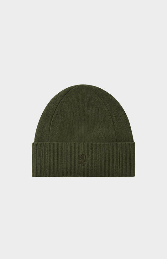 Pringle of Scotland Ribbed Edge Cashmere Beanie In Evergreen