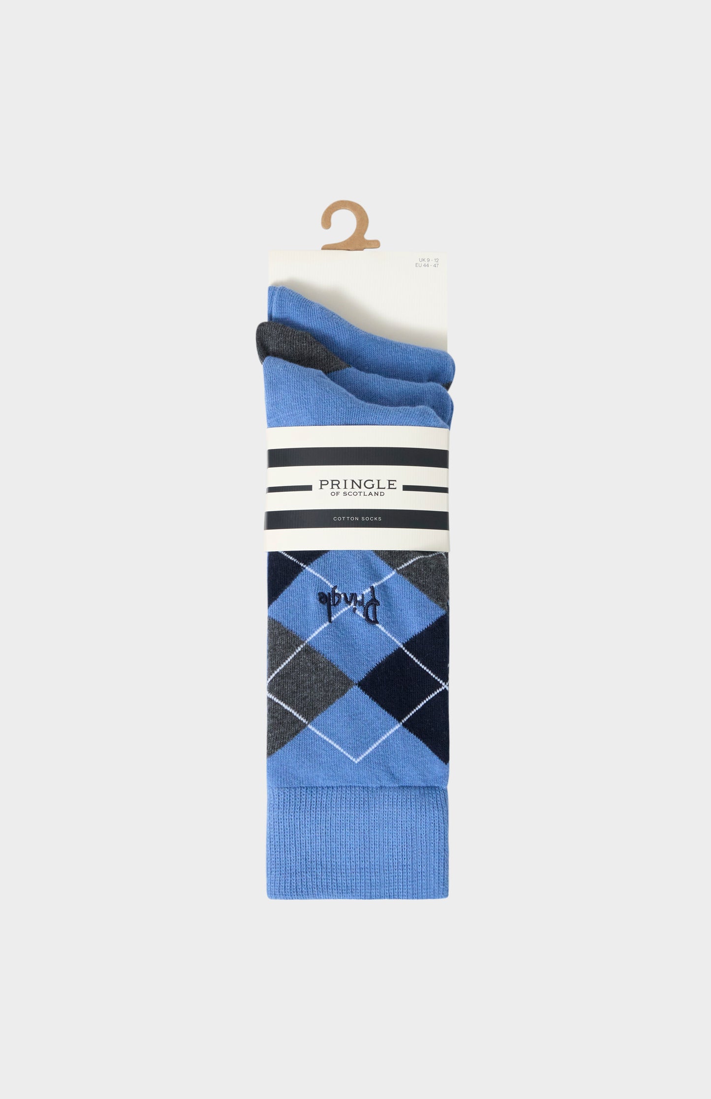 Men’s Argyle Cotton Jacquard Socks in Blue, Navy & Charcoal