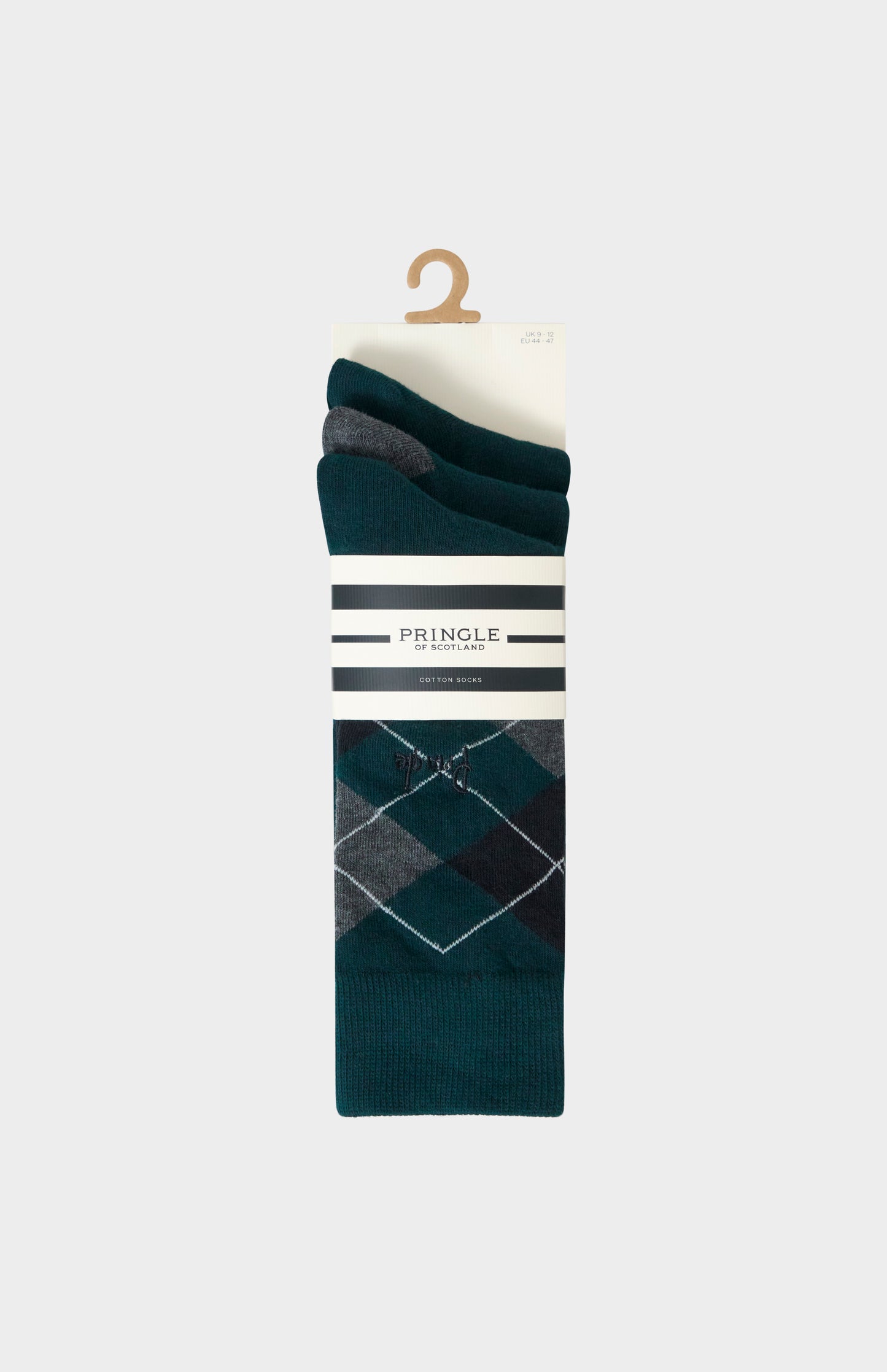 Men’s Argyle Cotton Jacquard Socks in Green, Black & Charcoal