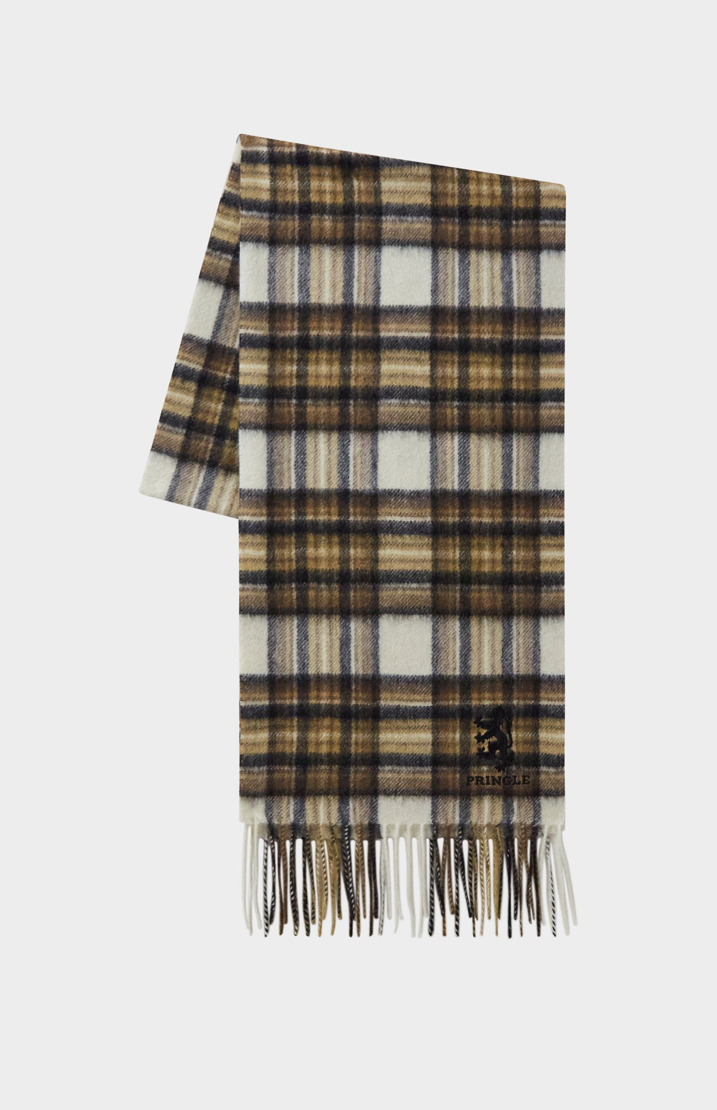 Pringle of Scotland Woven Cashmere Scarf in Natural Dress Stewart Tartan