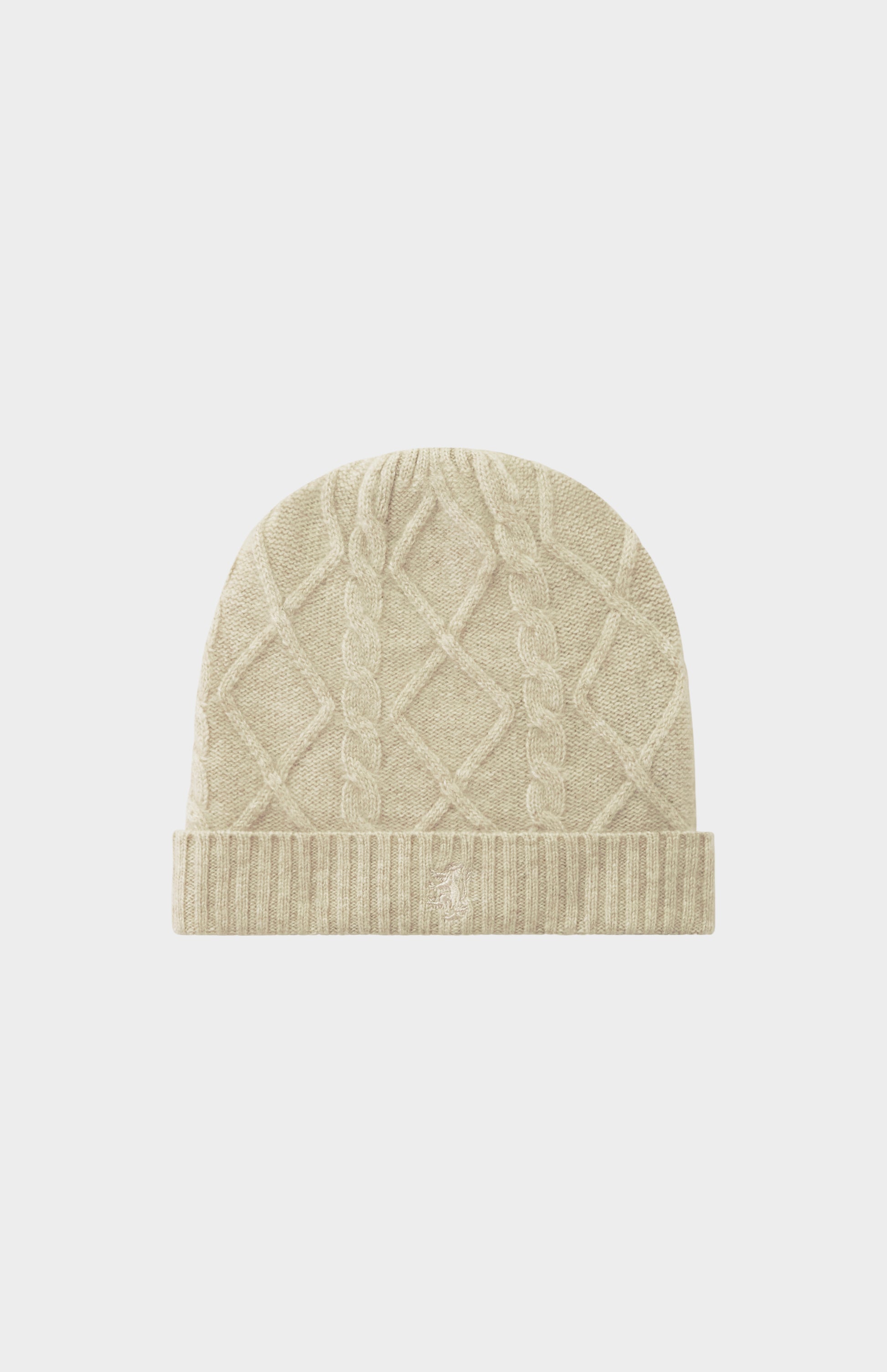 Pringle of Scotland Cable Knit Cashmere Beanie In Oatmeal