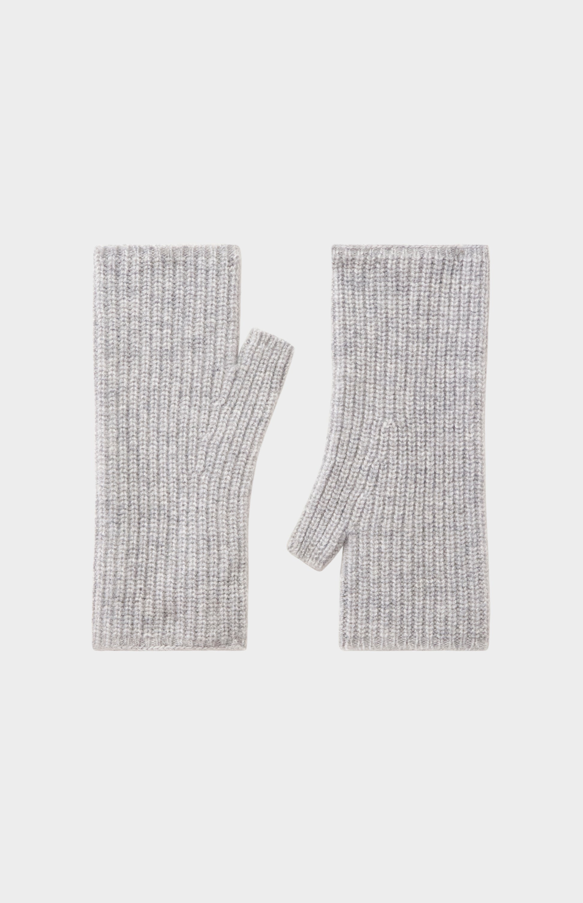 Pringle Women's Ribbed Cashmere Wrist Warmers in Siver Melange