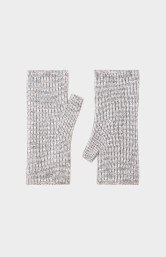 Pringle Women's Ribbed Cashmere Wrist Warmers in Siver Melange