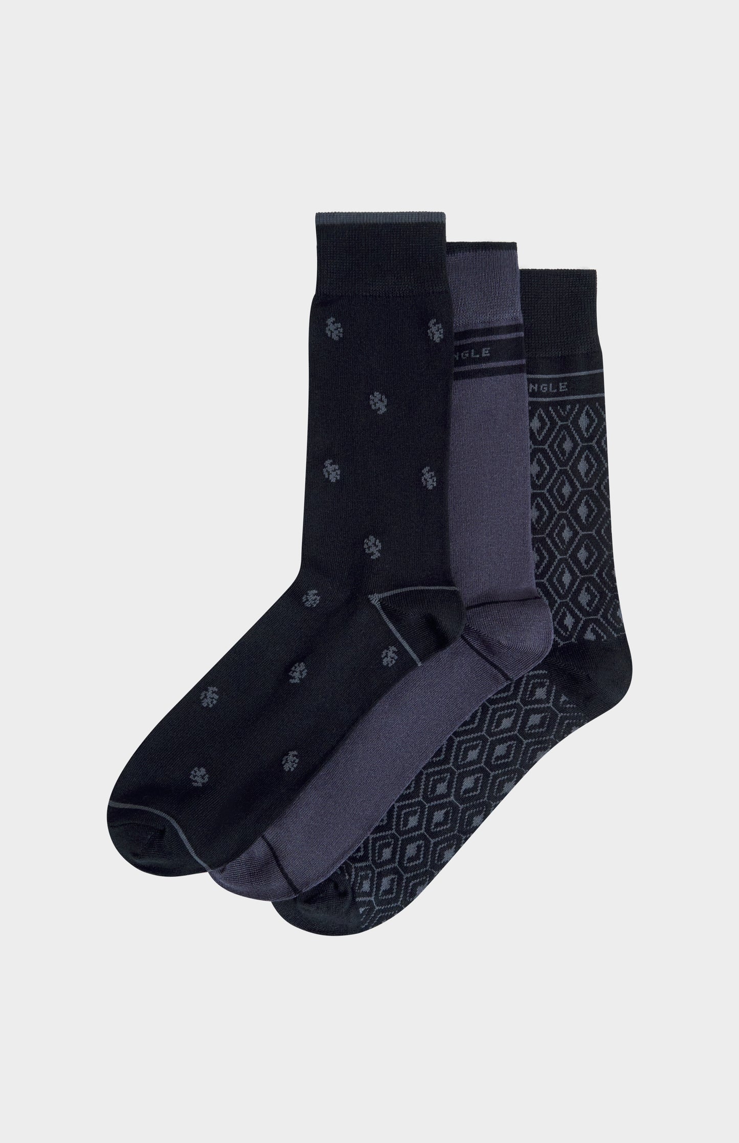 Men’s Black Bamboo Lion / Diamond / Stripe Jacquard Socks
