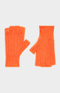 Pringle of Scotland Ribbed Cosy Cashmere Fingerless Glove In Apricot Orange