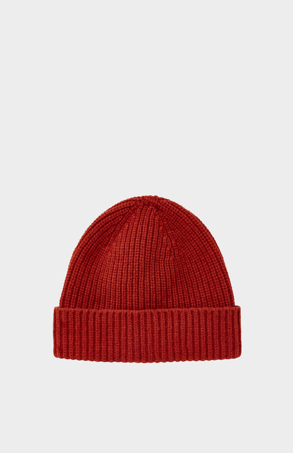 Lambswool Beanie In Rust Red