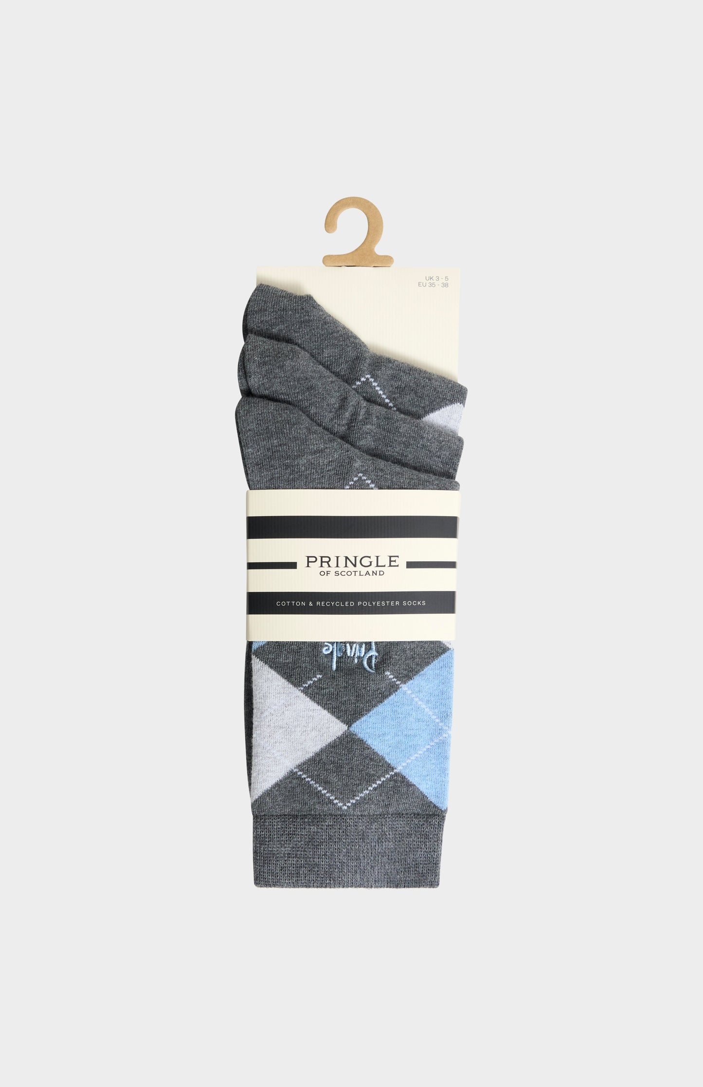 Women’s Argyle Cotton Jacquard Socks in Grey, Blue & Light Grey