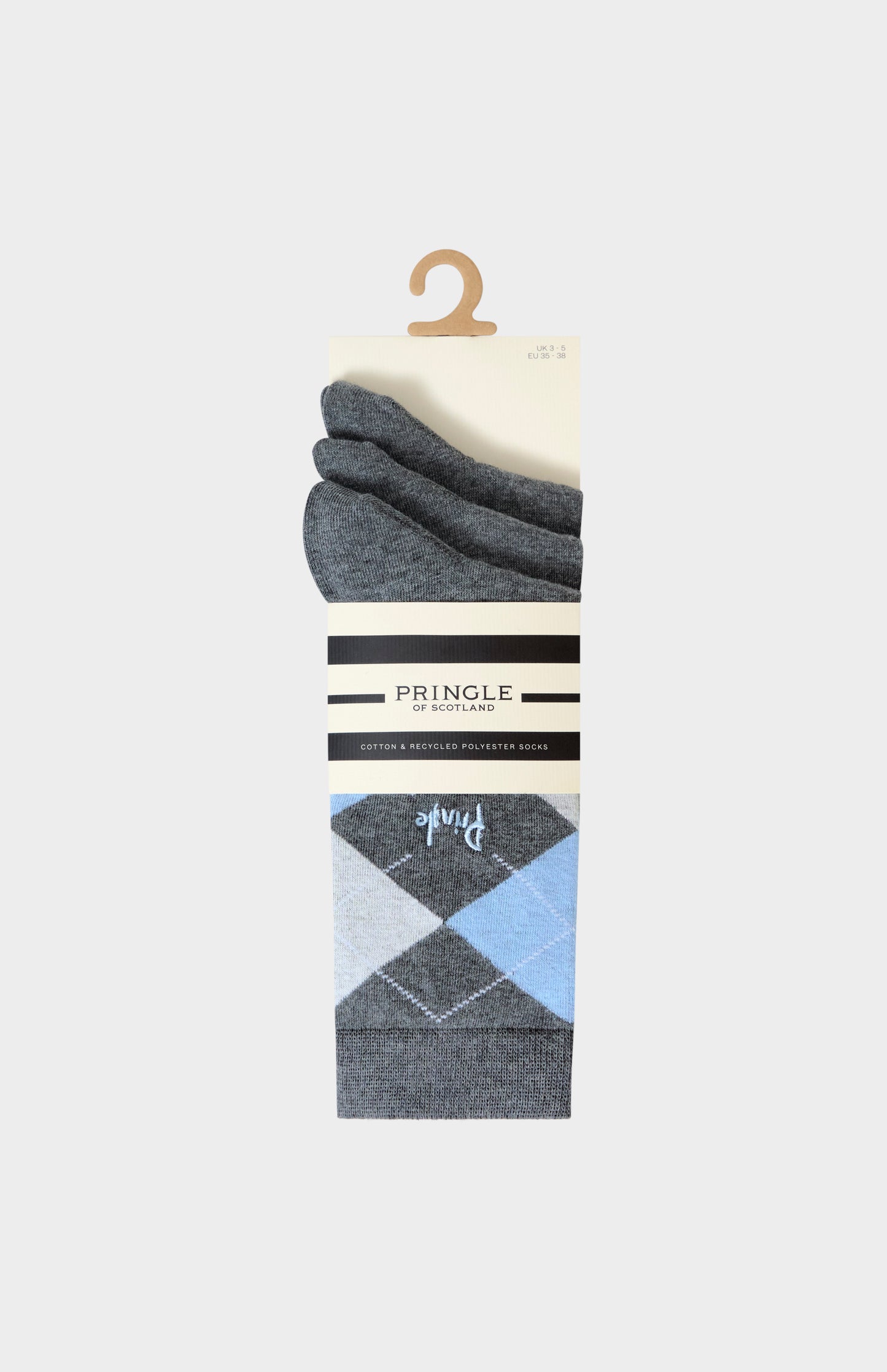 Women’s Argyle Cotton Jacquard Socks in Grey, Blue & Light Grey