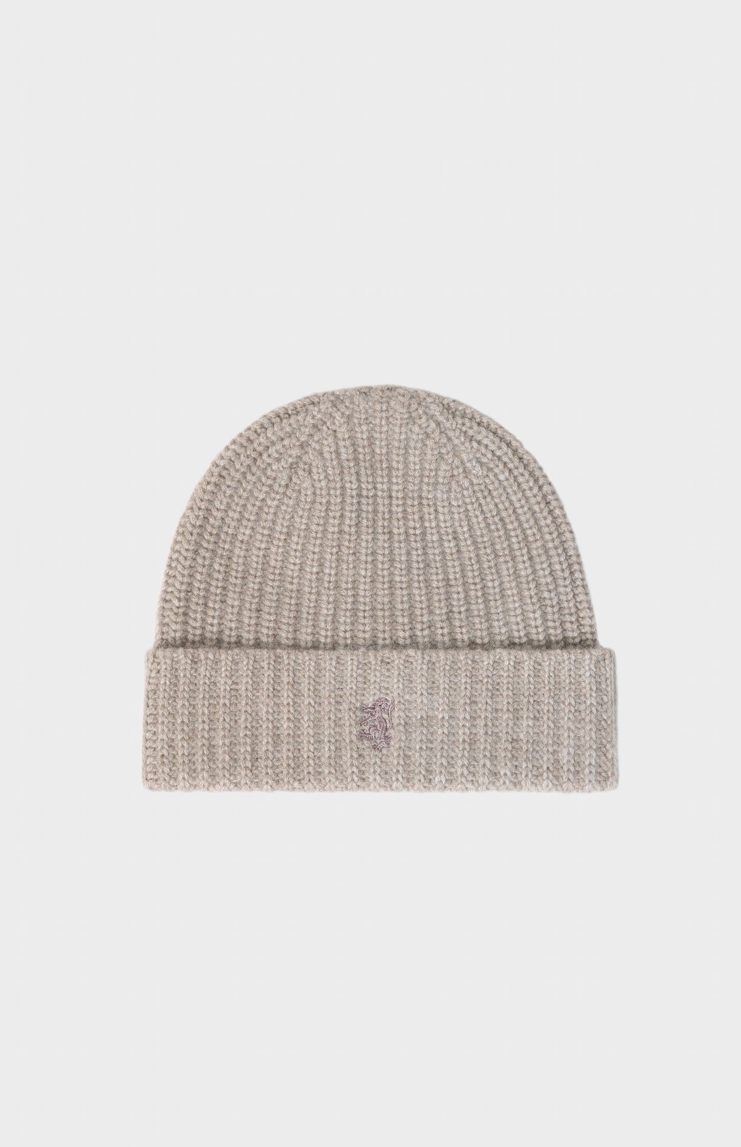 Ribbed Chunky Cashmere Beanie In Mushroom