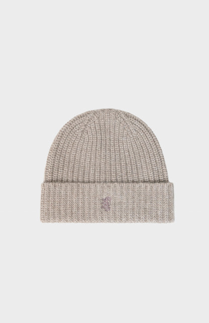 Ribbed Chunky Cashmere Beanie In Mushroom