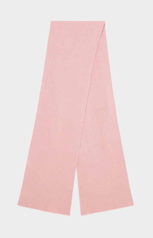 Pringle Cashmere Blend Scarf with Allover Fine Rib in Dusty Pink