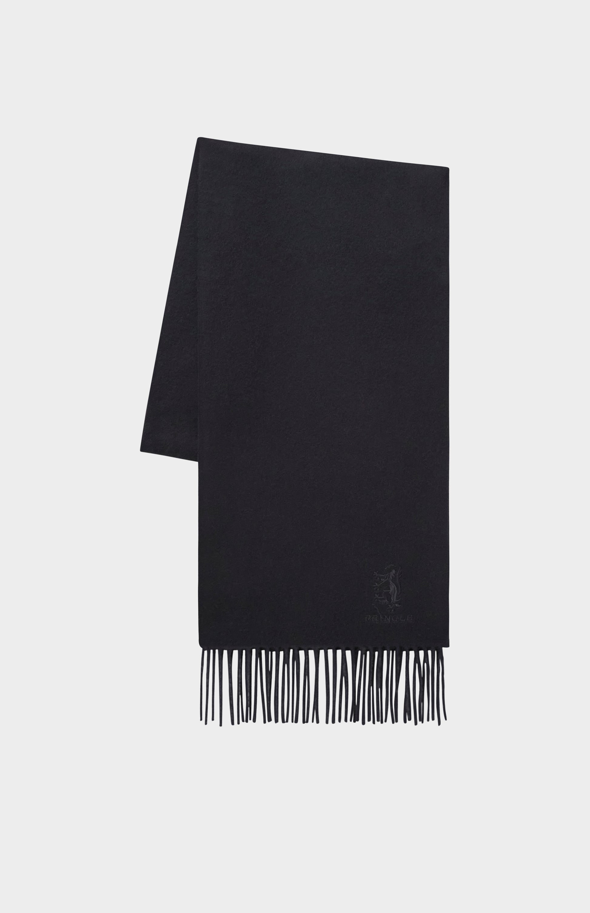 Pringle of Scotland Fringed Lambswool Scarf In Black