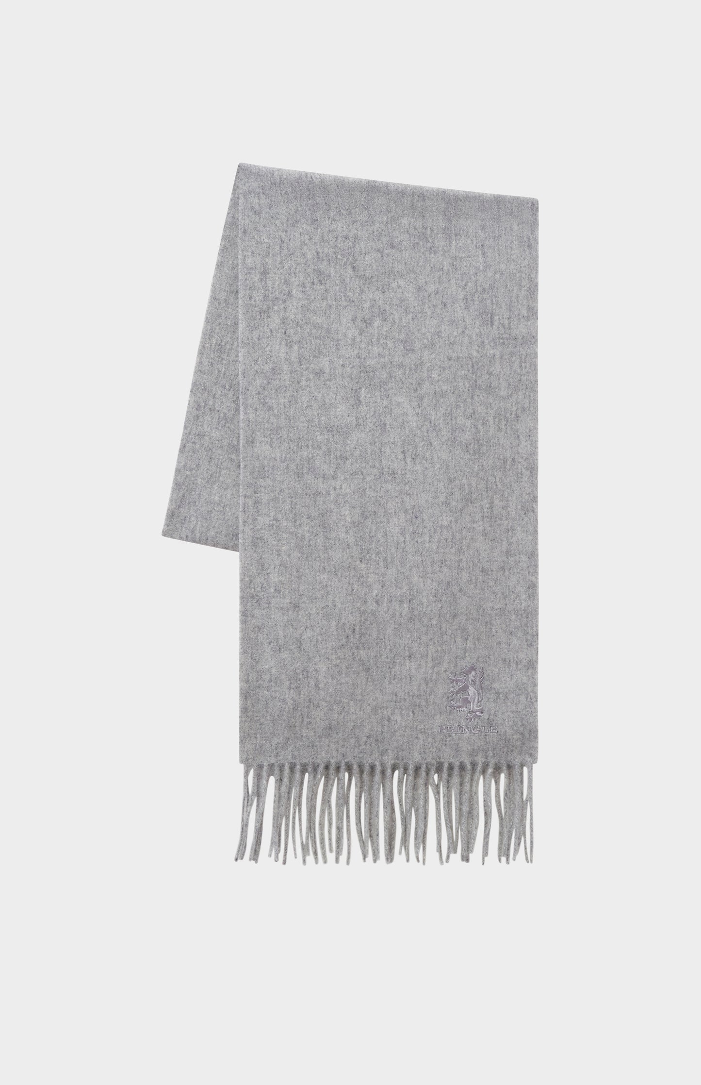 Pringle of Scotland Fringed Lambswool Scarf In Grey