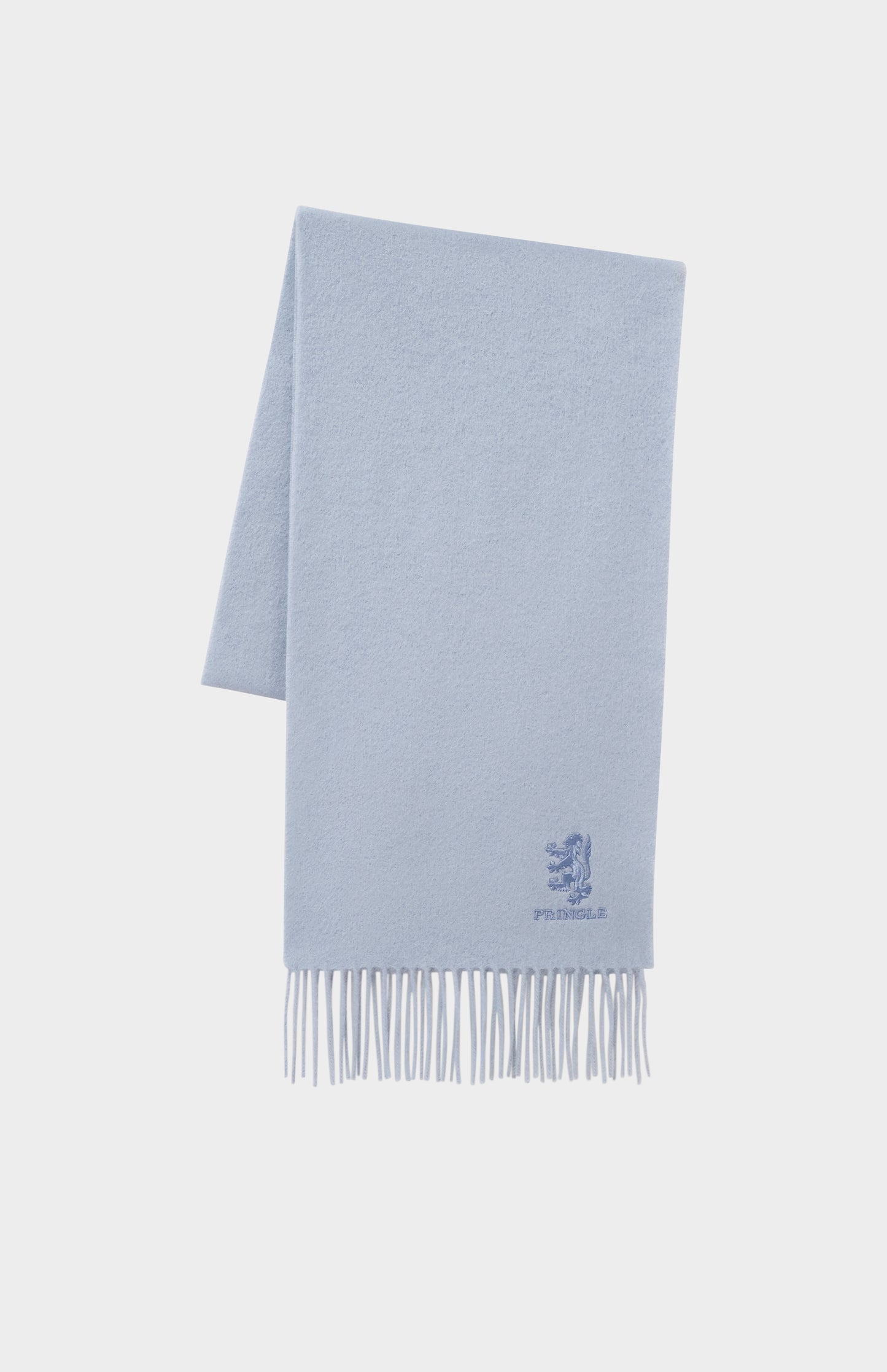 Pringle of Scotland Fringed Lambswool Scarf In Light Blue