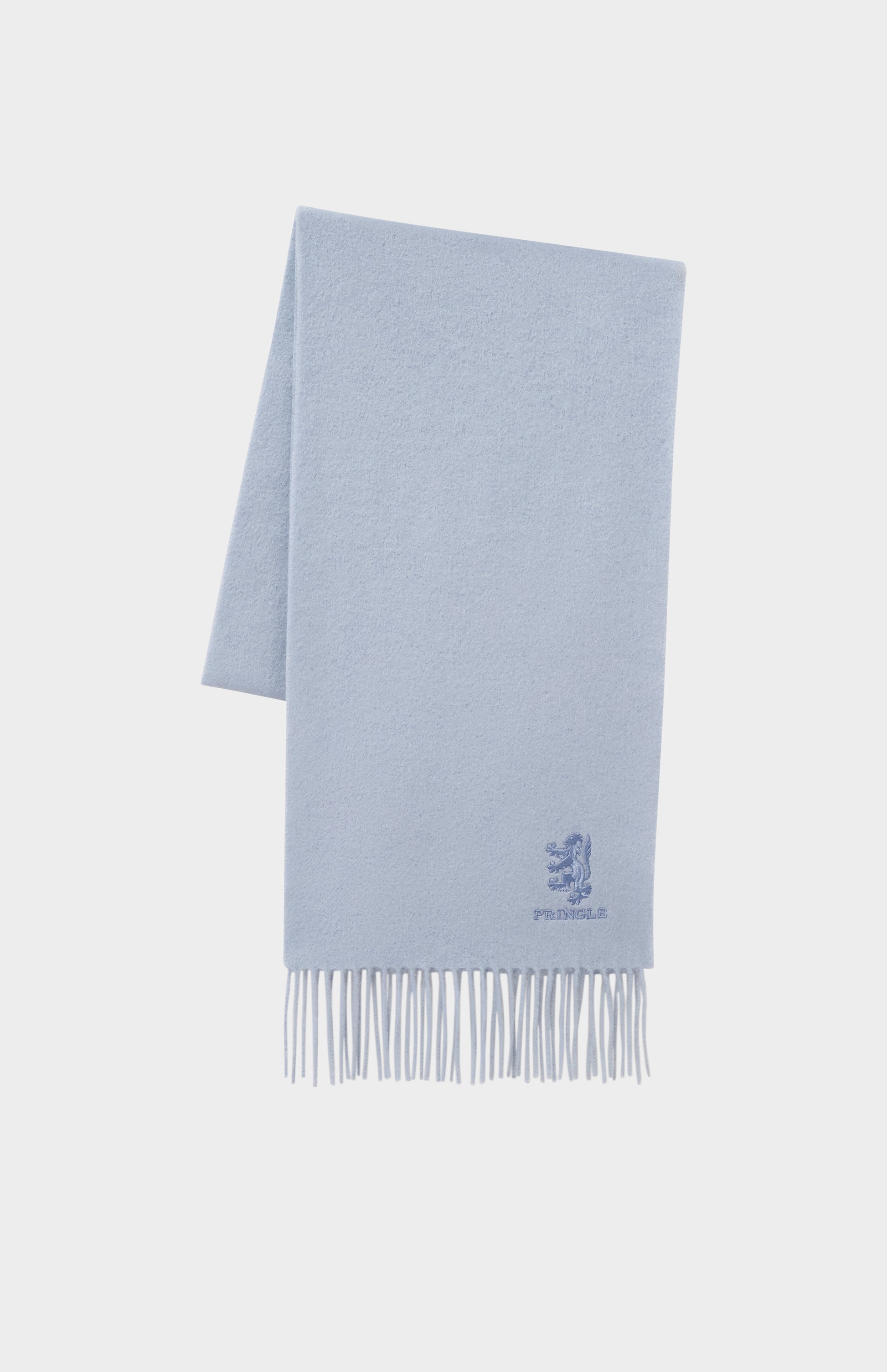 Pringle of Scotland Fringed Lambswool Scarf In Light Blue