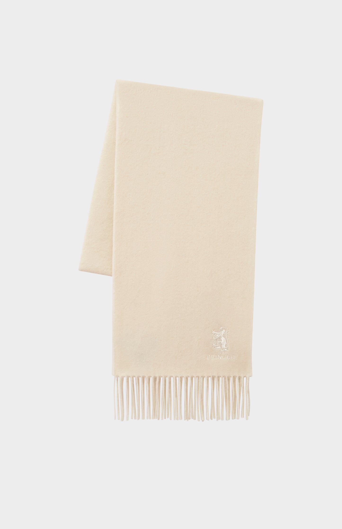 Pringle of Scotland Fringed Lambswool Scarf In Cream