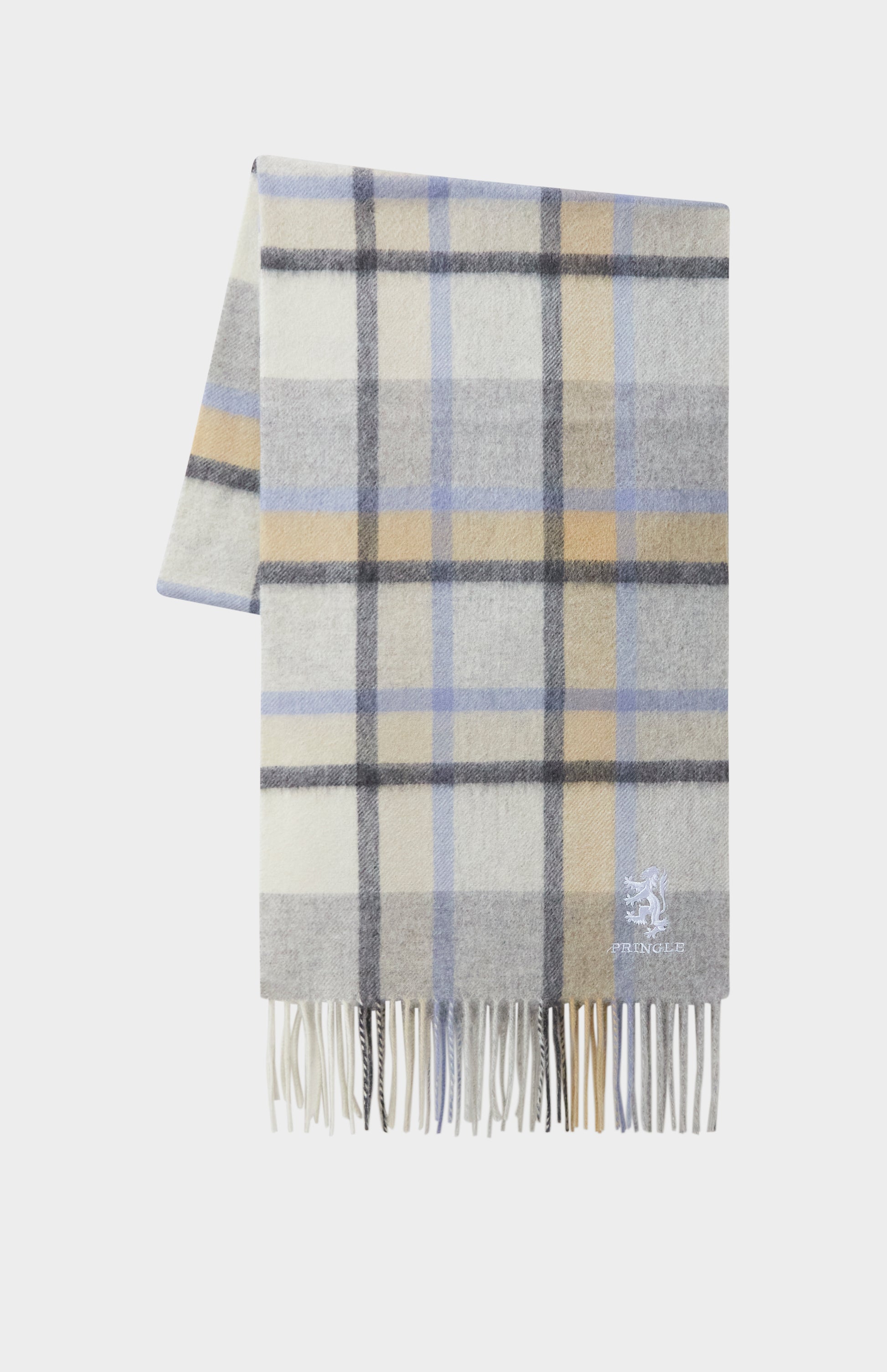 Pringle of Scotland Cashmere Scarf in Princeton Blue Check