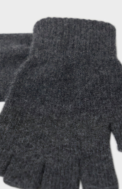 Fingerless Cashmere Gloves In Charcoal