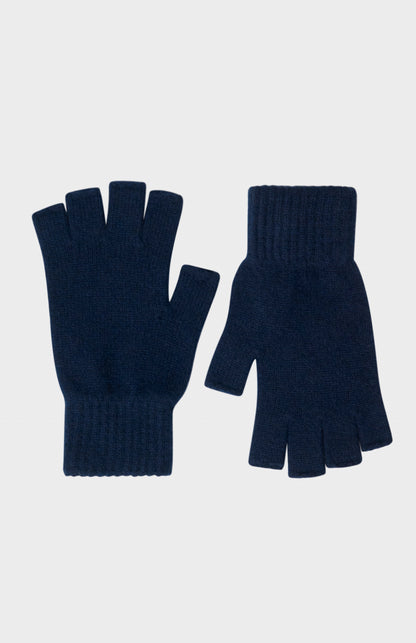 Fingerless Cashmere Gloves In Navy