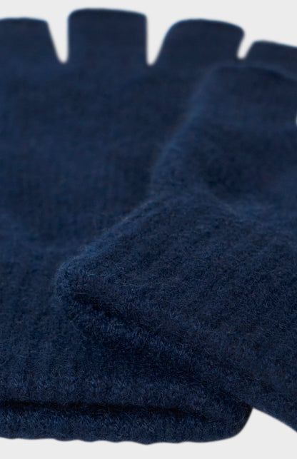Fingerless Cashmere Gloves In Navy