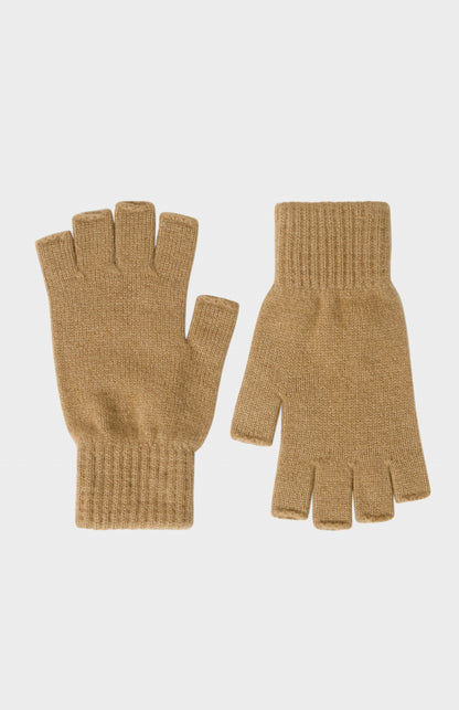 Fingerless Cashmere Gloves In Camel